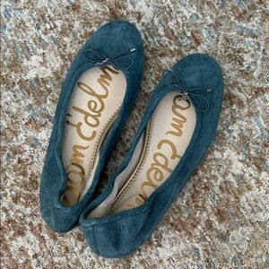 Sam Edelman Felicia Suede Teal Blue Ballet Flats sz 10 EUC!